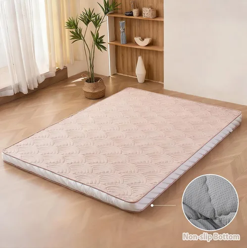 Vista 6 de Zelladorra Colchón japonés para suelo, colchón de futón acolchado con parte inferior antideslizante, cama de piso plegable con bolsa