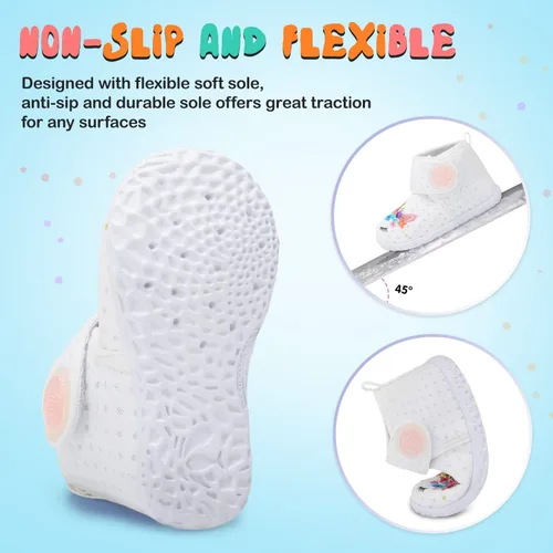 Vista 4 de JOINFREE Zapatillas transpirables para bebés y niñas, zapatos antideslizantes para primeros pasos, zapatos de cuna para interiores y exteriores