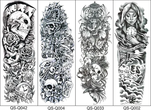 Vista 3 de Juego de 8 hojas de tatuajes falsos temporales extra grandes de 18.9 x 6.7 pulgadas para hombres y mujeres, calcomanías de tatuaje de brazo