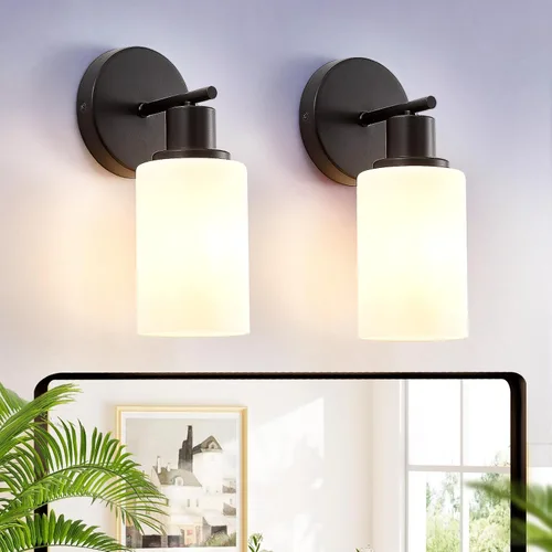 Vista 15 de [Usado] DLLT Lámparas de Baño de 3 Luces: Luces de Tocador Modernas de Níquel con Bombillas E26 - Lámpara de Pared de Baño con Pantalla de Vidrio