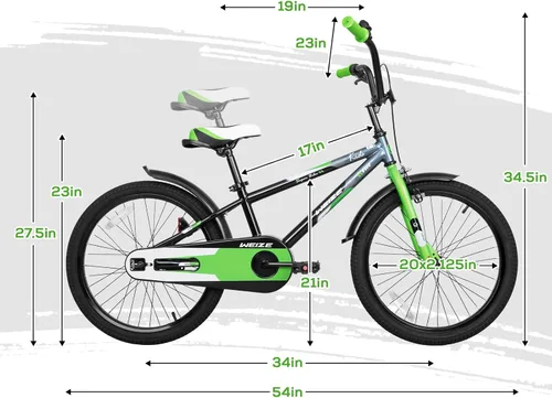 Vista 4 de WEIZE Kids Bike, 16 20 Inch Children Bicycle for Boys & Girls Ages 4-12 Years Old, Rider Height 41-62 Inch, Adjustable Seat & Handlebars, Coaster