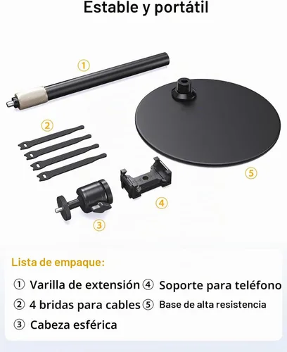Vista 9 de Soporte de trípode para cámara web de escritorio, giro de 360°, rosca de 1