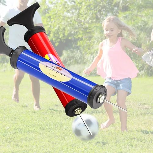Vista 6 de Bomba de aire portátil, kit de inflador de bomba de bola con aguja, boquilla, manguera de extensión para fútbol, baloncesto, fútbol, voleibol