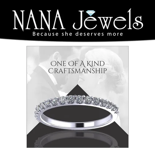 Vista 4 de NANA Jewels Anillo de boda con circonita cúbica en plata de ley 925 de 10 quilates y oro de 14 quilates, apilable, anillo de aniversario de media