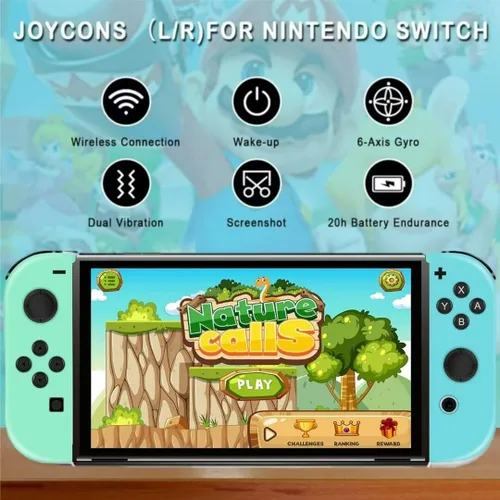 Vista 4 de XIBALAN Joypad for Switch, Replacement for Switch Controllers Joypad, Upgraded Switch Joypad with Dual VibrationWake-upScreenshot,Green and Blue