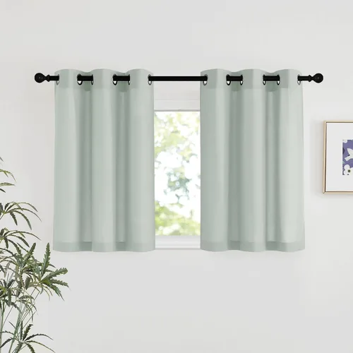 Vista 175 de NICETOWN - Cortinas de lino angora para ventana de cocina sobre el fregadero, con ojales, lino grueso angora, tratamientos cortos para ventanas