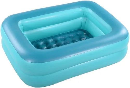 Vista 8 de HIWENA Piscina inflable para niños, 45 x 35 x 14 pulgadas, piscina azul para niños, bañera de verano con suelo suave inflable