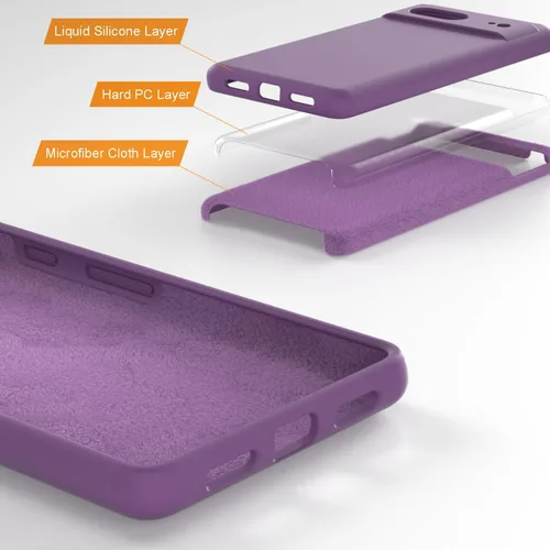 Vista 2 de Diseñada para Pixel 7, funda de gel de silicona líquida a prueba de golpes, cojín de forro de tela de microfibra suave compatible con Pixel7 de 6.3