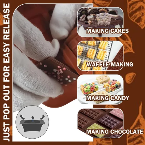 Vista 5 de 2 moldes de chocolate para romper parte, moldes de silicona para proteínas de caramelo y barras energéticas, fáciles de liberar, de grado