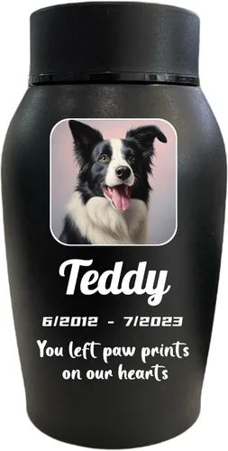 Vista 12 de Urnas personalizadas para cenizas de perros y gatos, nombre de mascota personalizado para urnas de cremación, urnas de recuerdo conmemorativas