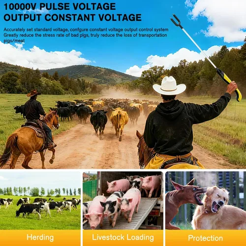 Vista 4 de Cattle Prod, Bastón Taser de Material Duradero Mejorado, Batería de Ultra Larga Duración, IP45, Adecuado para Ganadería Moderna y Bastón de Defensa