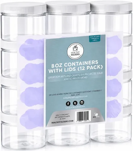 Vista 11 de Healthy Packers® Frascos Pequeños de Plástico con Tapas de 4 oz, Paquete de 12 - Frascos de Plástico Transparentes con Tapas de Rosca para Slime