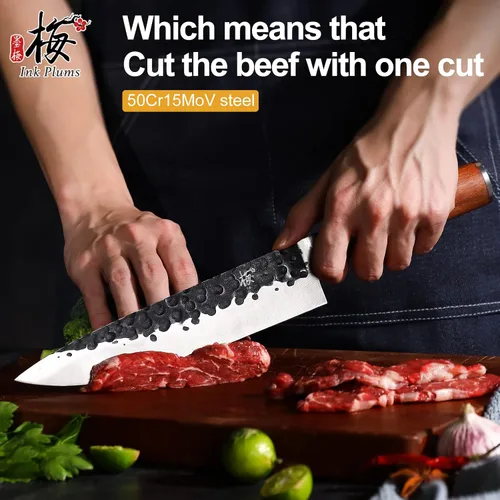 Vista 3 de Juego de cuchillos de cocina de 3 piezas, cuchillo de chef, cuchillo Usuba, cuchillo de pelar, cuchillo profesional de acero inoxidable de alto