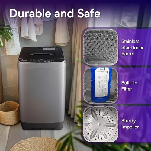 Vista 3 de Anypro - Lavadora portátil de 17.8LBS, lavadora y secadora automática compacta con 10 programas y 8 niveles de agua, lavadora de lavandería compacta