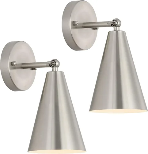 Vista 13 de MWZ Juego de 2 Apliques Dorados, Apliques de Pared Modernos de Latón con Pantalla de Metal, Lámpara de Brazo Oscilante de Montaje en Pared