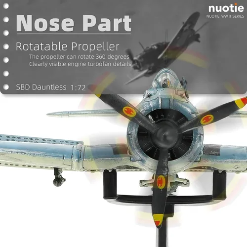 Vista 3 de NUOTIE 1/72 Douglas SBD-2 Dauntless Dive Bomber Modelo de Avión de la Segunda Guerra Mundial Midway Avión de Guerra Vintage Metal Fundido a Presión