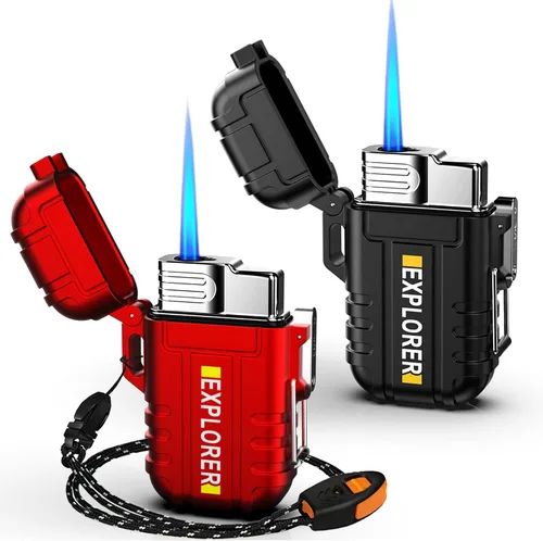 Vista 14 de Encendedor de antorcha de butano impermeable, recargable, resistente al viento, con llama de chorro para chimenea, fuegos artificiales, parrilla