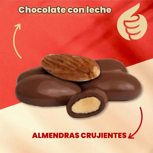 Vista 5 de Almendras cubiertas de chocolate con leche, nueces cubiertas de chocolate