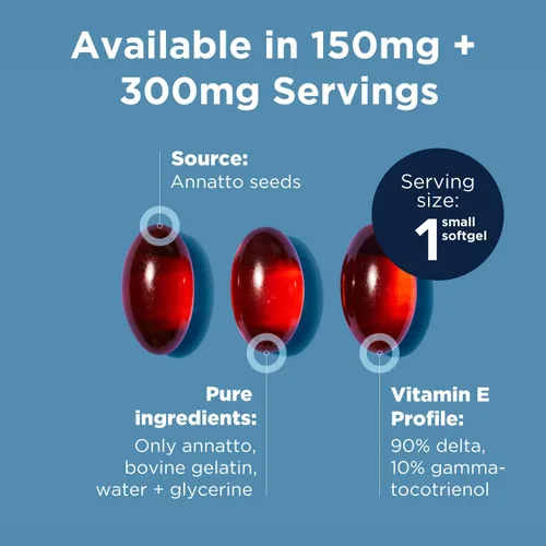 Vista 3 de Designs for Health Annatto-E 150mg Tocotrienoles - Suplemento complejo de vitamina E DeltaGold con tocotrienoles Delta + Gamma - Cardiovascular