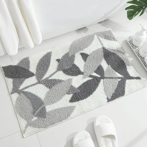Vista 10 de Gibelle Alfombra de baño azul, antideslizante, fuerte y absorbente de agua, tapete de baño de microfibra de felpa, lavable a máquina, tapete