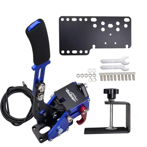 Vista 8 de PC Racing Game USB Handbrake for 16Bit SIM for Racing Games, Compatible with Logitech G27 G29 G920 G923 T500 T300 Simulate Linear Handbrake BlueWith
