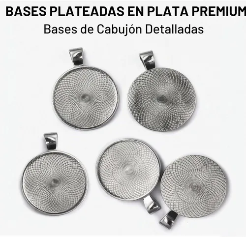 Vista 3 de OBSEDE Juego de 80 biseles redondos de acero inoxidable de 0.984 in, incluye 40 bandejas colgantes, 40 bandejas de cabujón de vidrio, para hacer