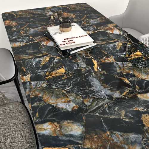 Vista 5 de Wallercity Papel tapiz de mármol negro y dorado brillante para encimeras de salpicaduras, autoadhesivo, impermeable, papel de contacto de mármol