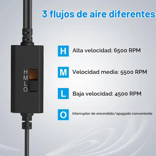Vista 3 de ELUTENG Ventilador de computadora USB de 1.575 pulgadas de doble fila 2 en 1 ventiladores de PC USB con 3 velocidades ajustables 6500RPM Electrónica