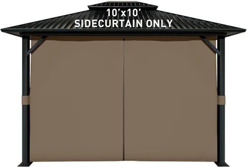 Vista 16 de Aoodor Cortinas de glorieta para exteriores de 10 x 12 pies, 4 paneles impermeables de repuesto para pared lateral de privacidad con cremallera