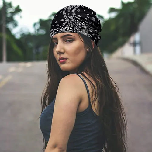 Vista 4 de Pañuelos de algodón para la cara para deportes, diadema, cuello, polaina, quimio, gorro para pérdida de cabello, gorro de noche