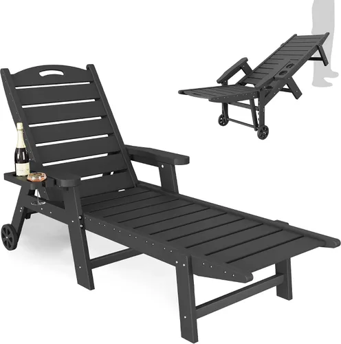 Vista 8 de UDPATIO Silla de salón para exteriores, tumbonas reclinables, piscina 2-Gris