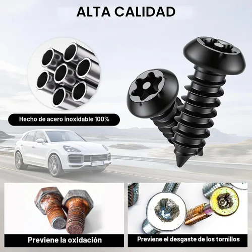 Vista 4 de Juego de tornillos antirrobo para placa de matrícula para asegurar marcos y cubiertas, pernos para placa de matrícula, tornillos M6 (1/4") a prueba