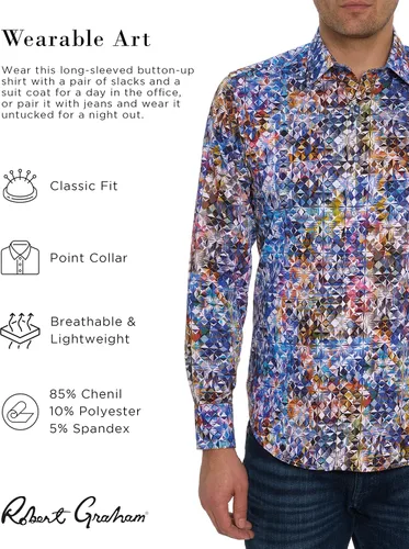 Vista 2 de Robert Graham Camisa tejida de manga larga Baxley para hombre