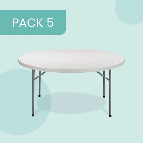 Vista 3 de EventStable TitanPRO - Mesa plegable de plástico resistente para exteriores, redonda de 60 pulgadas, 5