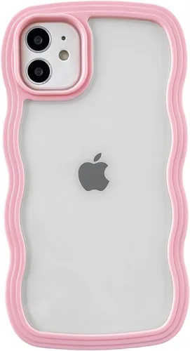 Vista 9 de Caseative Funda para iPhone 11, color negro Forma de marco de onda rizada linda a prueba de golpes suave