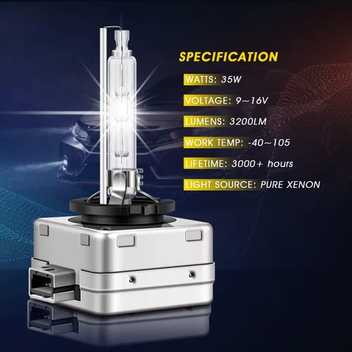 Vista 8 de TECTICO D1S - Bombillas de faro delantero de xenón HID, 6000K 35W color Blanco Frío, haz alto y bajo, 300% de brillo mejorado, base de soporte