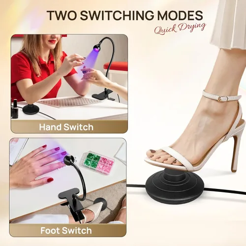 Vista 2 de AORAEM Lámpara de uñas LED UV, luz UV de secado rápido para uñas de gel, lámpara LED de curado de uñas con control de pie, luz de curado flash