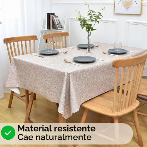 Vista 4 de Mantel Impermeable Limpiable para Mesa Rectangular, Manteles de Vinilo Resistente para Exteriores, Cubierta de Mesa de PVC para Picnic