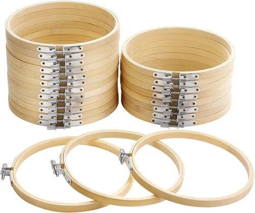 Vista 9 de Caydo Aros de bordado pequeños de 2.5 pulgadas a granel, 24 piezas Aro de punto de cruz de bambú círculo mini bordado aros para adornos
