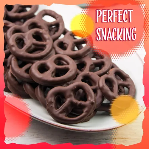 Vista 5 de Mini pretzels cubiertos de chocolate negro Bolsa de 2 libras Pretzels salados en chocolate dulce Pretzels salados en chocolate rico, merienda
