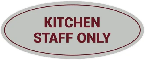 Vista 28 de Signs ByLITA Letrero ovalado solo para el personal de cocina (rojo) - Pequeño