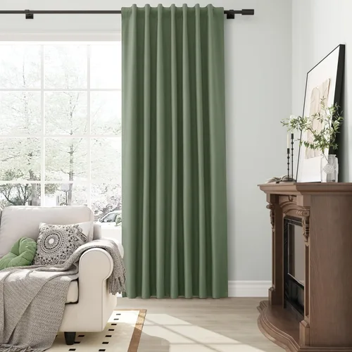 Vista 87 de Guken Cortinas opacas de lino, 2 paneles rústicos, elegantes, 100% opacas, con aislamiento térmico, banda de ganchos y trabilla trasera, 52 x 84