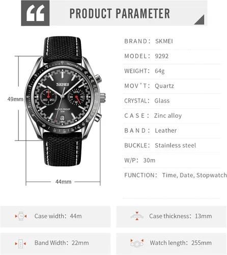 Vista 6 de Watch for Men- Classic Stylish Sports Fashion Casual Wrist Watch, Men Dress Watch Elegant Gift, 30M Waterproof, Auto Date Luminous Watch