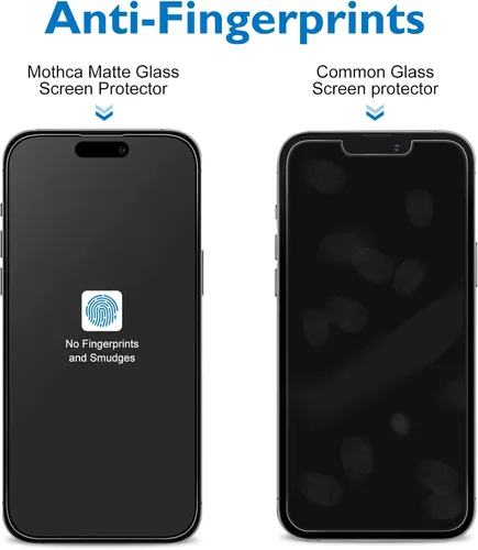 Vista 4 de Mothca - Protector de pantalla de vidrio mate para iPhone 14 Pro, antideslumbramiento y antihuellas, vidrio templado transparente, compatible