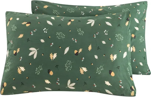 Vista 11 de YuHeGuoJi Juego de 2 fundas de almohada florales negras, tamaño Queen, 100% algodón, diseño de flores grises, cierre de sobre, fundas de almohada