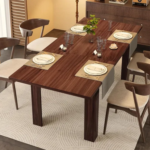 Vista 8 de Miereirl Mesa de comedor extensible de 59 a 77 pulgadas para 6 a 8, mesa de cocina rectangular que ahorra espacio con extensión fácil de sacar