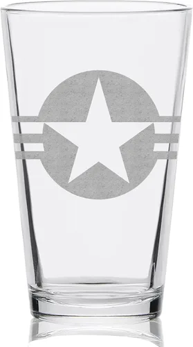 Vista 4 de LumEngrave Vaso de cerveza grabado de la Fuerza Aérea de los Estados Unidos Gran idea de regalo de bebida para veteranos militares patrióticos