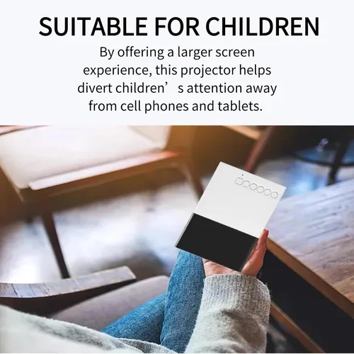 Vista 3 de Mini proyector portátil 1080P HD para cine en casa de los niños con opciones blancas y negras