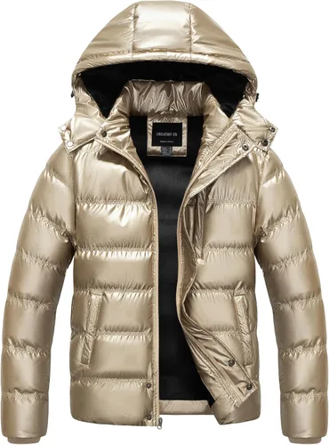 Vista 21 de CREATMO US Chaqueta acolchada para hombre, impermeable, para invierno, abrigo de esquí grueso y cálido