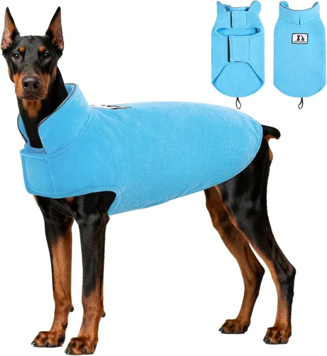 Vista 14 de DENTRUN - Abrigo de forro polar para perros en invierno resistente al viento chaqueta reflectante para mascota chaleco para perro para razas